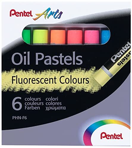 Pentel Fluorescerende olie Pastels Set van 6 verschillende kleuren