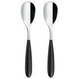 Rockingham Forge 2CS650BK Luxe bestekset: set van 2 koffielepels van roestvrij staal - witte handgrepen van PBT kunststof, 18/10, zwart
