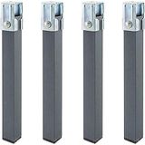 Duérmete Online Set van 4 vierkante poten met klem voor lattenbodem 30 x 30 mm, hoogte 27 cm, grijs, 27 cm