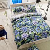 Dekbedovertrek, Designers Guild - Rose de Damas - Effen dekbedovertrek in perkal katoen - Medium blauw - 140 x 200 cm