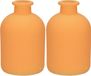 Jodeco Bloemenvaas Avignon - 2x - glas - mat oranje - H17 x D11 cm