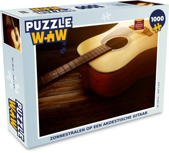 MuchoWow Puzzel Zonnestralen op een akoestische gitaar - Legpuzzel - Puzzel 1000 stukjes volwassenen - Sinterklaas cadeautjes - Sinterklaas voor grote kinderen