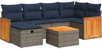 vidaXL 7-delige loungeset met kussens, polyrattan, grijs