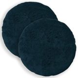 vidaXL Kussensloop Marineblauw Katoensatijn 2 stuks Ø 60 cm