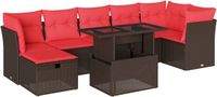 vidaXL 8-delige tuinbankset met kussens, bruin, polyrotan