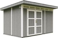 Timbela M904A-CAVERN STEEL - LP SmartSide Tuinhuis op houtbasis - 8,7 m² - 412x279xH237 cm - met vloer en verf