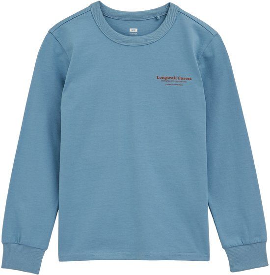 WE Fashion Jongens T-shirt met print Lange mouw Katoen Ronde hals Greyish blue Maat 134/140