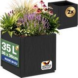 Ethica Pot de fleurs - lot de 2 - anthracite - plastique - 36 x 36 x 35 cm