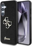 Guess 4G Metal Logo Glitter Backcover Samsung Galaxy S25 Zwart