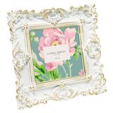 Laura Ashley 4x4 wit en goud sierlijke getextureerde handgemaakte hars fotolijst w/ezel en haak voor tafelblad en wanddisplay, decoratief bloemenontwerp huisdecoratie, fotogalerij, kunst (4x4, wit/goud)