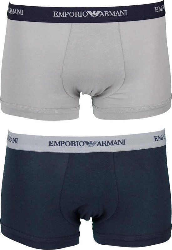 Emporio Armani Heren Trunk Boxershorts - 2-Pack - Grijs - XXL