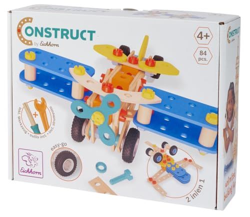 Eichhorn Construct dubbeldekker, 84-delig 2-in-1 constructiespeelgoed