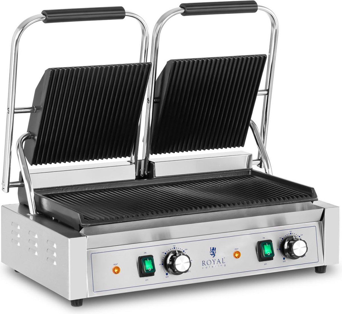 Royal Catering Dubbel Contactgrill - 3.600 W - Golfkarton - 4062859010537