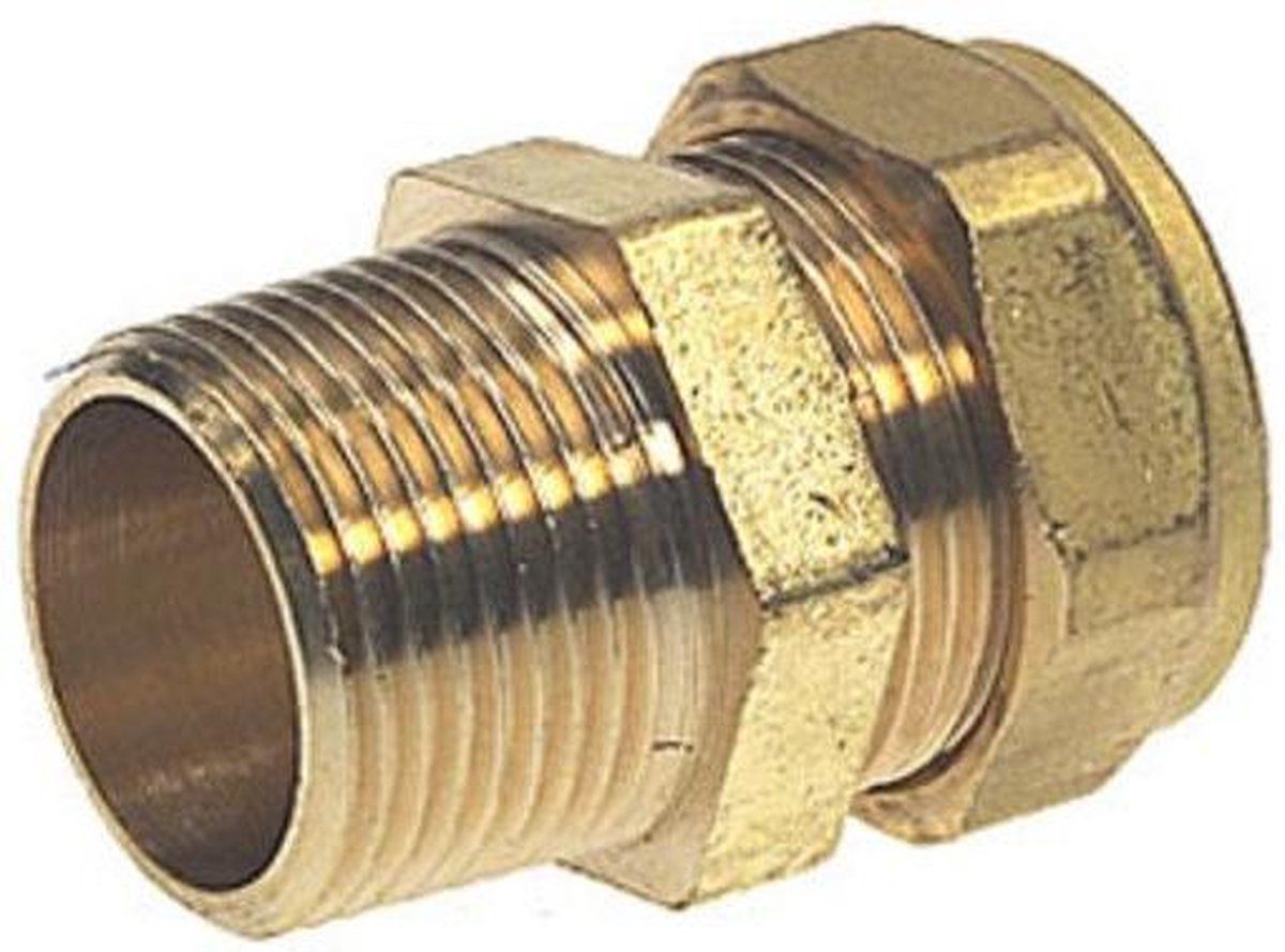 Bonfix messing knelkoppeling puntstuk 1/2" buitendraad x 22 - KIWA en Gastec