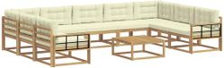 vidaXL Hoek loungeset 9 zitplaatsen Wit en crème Acacia hout