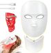 Masque visage et cou - Masque de photothérapie ultra-léger - Thérapie par lumière 7 couleurs - Module de cou amovible - Fonctionne via USB - Métal - Blanc céramique