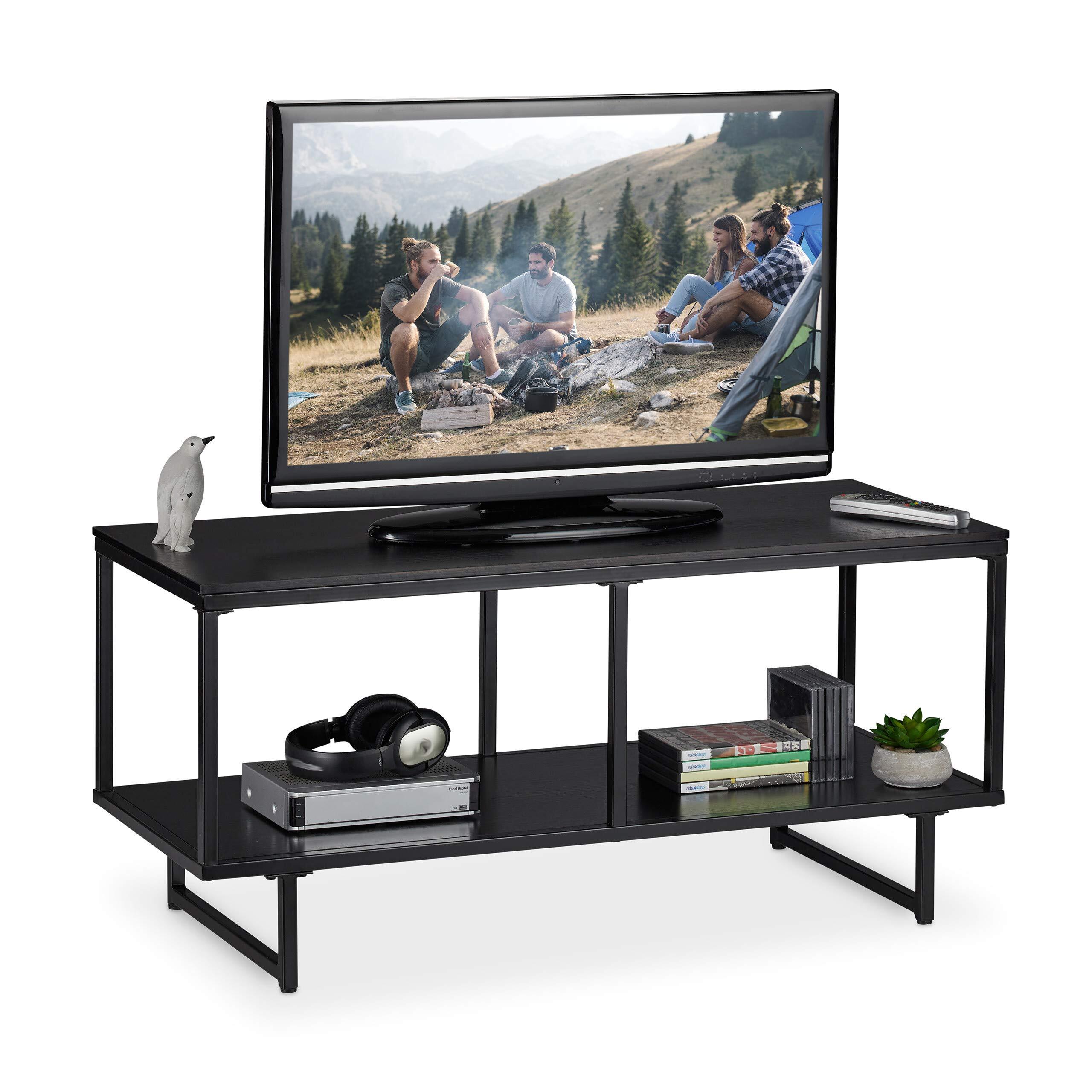 Relaxdays tv meubel zwart - televisietafel - 2 vakken - modern design - tv tafel