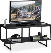 Relaxdays tv meubel zwart - televisietafel - 2 vakken - modern design - tv tafel