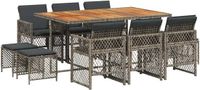 vidaXL 11-delige tuinset met kussens, grijs, polyrotan