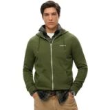 Superdry Effen hoodie met rits Heren Katoen/Polyester army green S