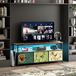 Meuble TV, meuble bas pour télévision, meuble TV avec éclairage LED RVB, 137 cm de long, table TV avec 3 tiroirs et compartiments ouverts, dimensions 29,8 x 137 x 56 cm, adapté au salon, avec cadre en acier