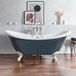 Hudson Reed Vrijstaand Bad met Twee Rugleuningen Klassiek 175cm x 73cm - Regal Blue (Blauw), met Witte Badpoten | Oxford