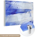 MuchoWow® Glass Painting 120x80 cm - Acrylic Glass Painting - Paint - Design - Blue - Photo on Glass - Paintings