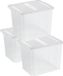 Sunware Set van 3 opslagboxen - kunststof - 45 liter - transparant - 45 x 36 x 36 cm - met deksel