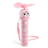 Back2Fun Draagbare mini-handventilator met 3 snelheden, oplaadbare USB-C-accu met tot 2 uur looptijd, veilige vleugels en stoffen handgreep om op te hangen, afmetingen Ø 22 x 130 mm, design kittens