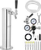 Vevor Kegerator-Biertorenset, Bierombouwset met Enkele Kraan, Roestvrijstalen Vat-Biertorendispenser met Dubbele Meter W21.8-Regelaar en S-Systeem-Vatkoppeling voor Thuisfeesten