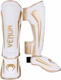 Venum Elite Scheenbeschermers - Wit/Goud - Maat L