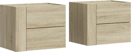 vidaXL Nachtkastjes 2 stuks wandgemonteerd 45x30x35 cm sonoma eikenkleur