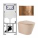 Geberit QeramiQ Dely Toiletset - Diepspoel - Rimless - Geberit UP320 Inbouwreservoir - Softclose Toiletzitting - Koperen Bedieningsplaat - Mat Beige