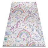 Bambino 61400 Tapis de lavage antidérapant pour enfant Motif licorne et arc-en-ciel Crème/rose/crème 80 x 150 cm