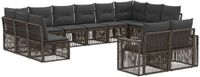 vidaXL Tuinbank - Set - 12 zitplekken - Grijs en Donkergrijs - Polyrattan