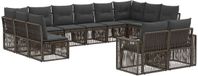 vidaXL Banc de jardin - Ensemble - 12 places assises - Gris et gris foncé - Polyrattan