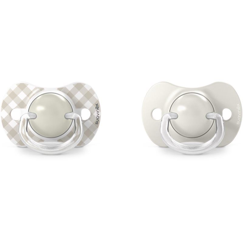 Suavinex Wild & Free, Set van 2 fopspenen voor baby's 0/6 maanden en pasgeborenen, symmetrische fopspeen van siliconen SX Pro, plat en flexibel, omkeerbaar, respecteert de mondontwikkeling, Wild&Free Beige