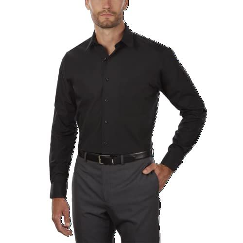 Van Heusen Heren Grote Jurk Shirt Tall Fit Poplin - Zwart - XL (Nek 43 cm Mouw 94/97 cm)
