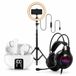 Blaupunkt BLP-DISC DISCOVERY PACK: Bluetooth 5.0 True Wireless Headset BLP4998-26 (wit) + 26cm LED lichtring BLP-1025-2601 + Premium Gaming Headset voor eSport BLP5927-26