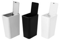 Set de 3 poubelles à déchet, mini poubelle de 9L avec couvercle rabattable, design empilable pour la maison