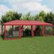 Tente de réception Tente de fête avec 12 parois latérales en maille rouge 8x4m PEHD