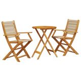 vidaXL 3-delige Bistroset Polypropeen en Massief Hout Beige