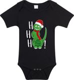 Bellatio Decorations Kerst baby rompertje - zwart - sneeuwpop dino - hohoho - Kerst cadeau 80