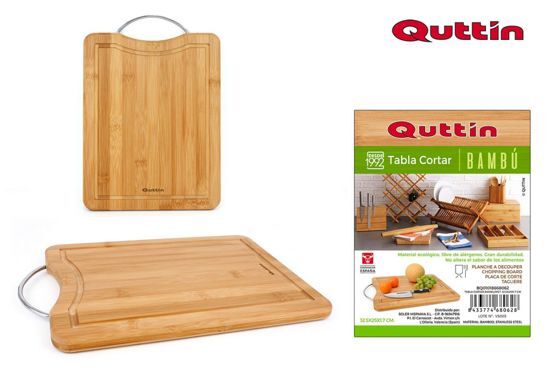 Quttin bamboe snijplank middel met handvat 32 5 x 25 x 1 7 cm