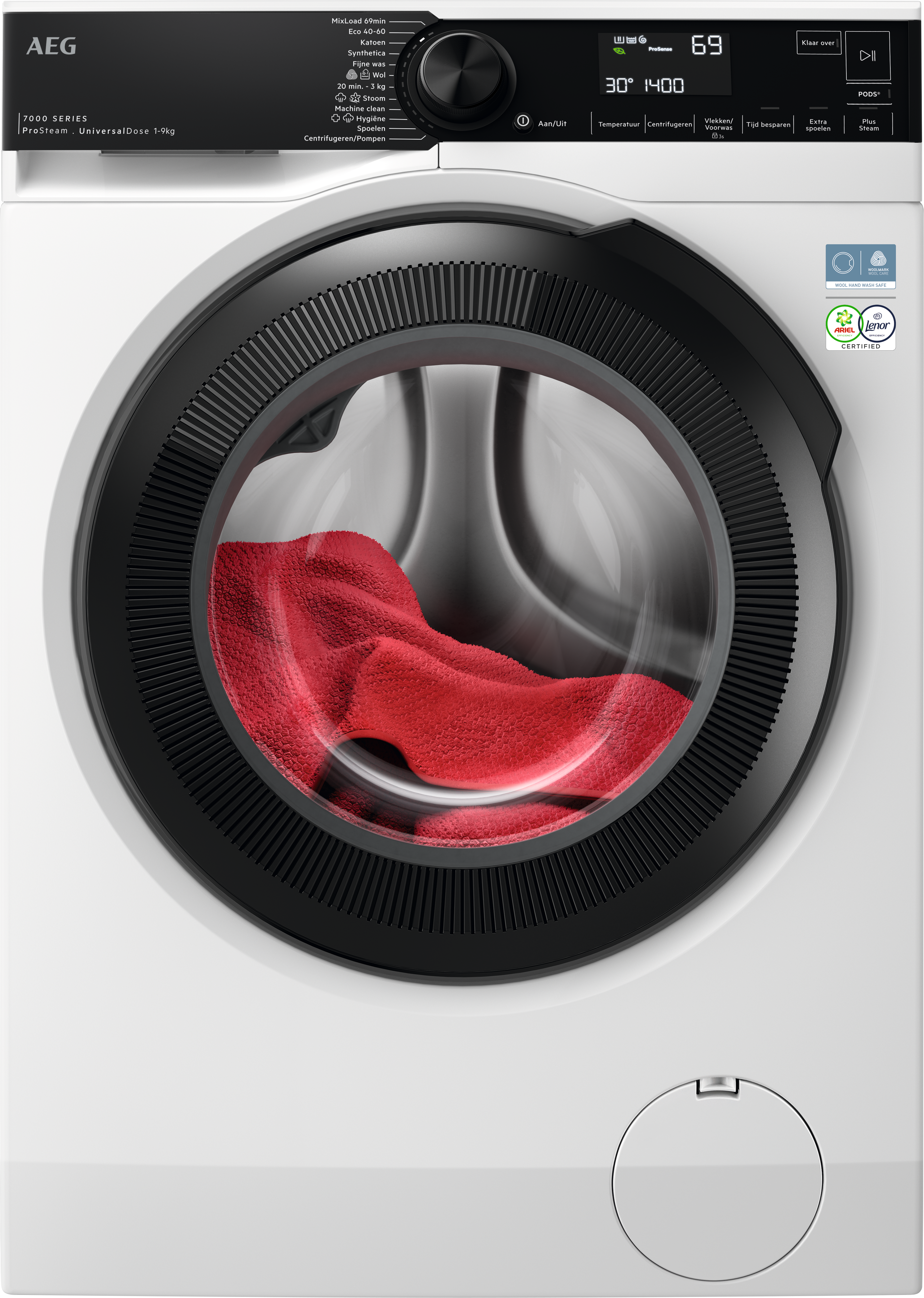 AEG Lr7694eud4 7000 Serie Prosteam - 74 Db Wasmachine (9 Kg 1400 Rpm A)