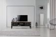 Hanah Home Unité TV élégante noire, 150 cm de large, 100% MDF avec dessus et pieds en corne d'élan, 10 mm d'épaisseur, parfait pour les salons modernes et les espaces de divertissement