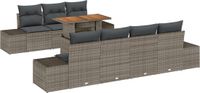 vidaXL Tuinbank Set 8-delig Grijs Polyrattan