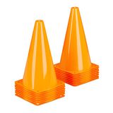 Relaxdays Pylonnen, set van 16, voetbal, hondentraining, paardensport, pionnen 23 cm, verkeerskegel kinderen, oranje