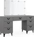 Vicco Kaptafel Anett Grijs 150 cm avec miroir et guirlande lumineuse LED