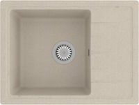vidaXL Gootsteen - met overloopgat ovaal graniet beige
